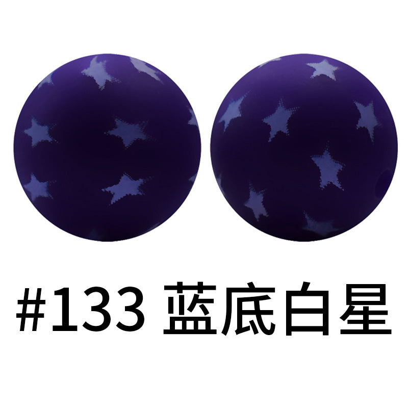 Wholesale 50pcs 16mm Print Silicone Beads Colorful Silicone Water Transfer Beads